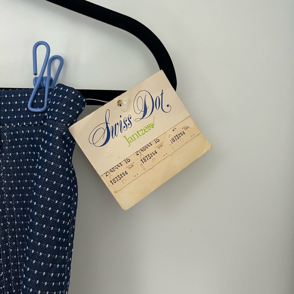 Vintage Blue Polka Dot Box Pleated Skirt - Original Tags - Picture 4 of 4